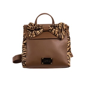 Zebra Bow Backpack Brown