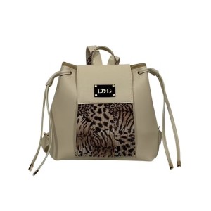 Women's Animal Print Backpack 26133-1105 De Raggi Cream