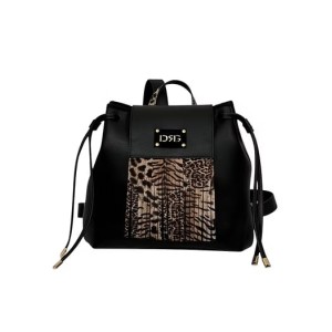 Women's Animal Print Backpack 26133-1105 De Raggi Black